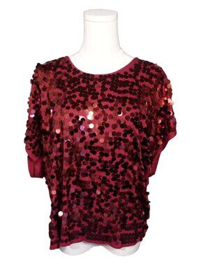 Ruby Sequin Statement Top- L